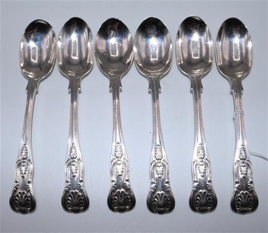 Set of six Victorian silver Kings pattern teaspoons